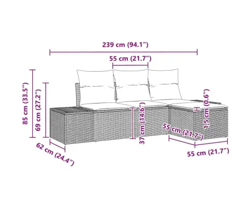 Aia Diivanikomplekt 4 Pcs Beež Polürooster