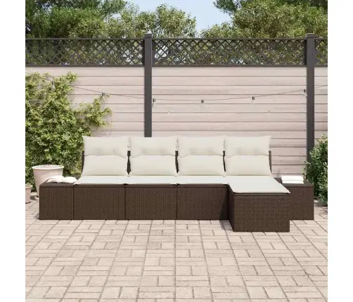5 Gabalu Dārza Dīvānu Komplekts Ar Spilveniem Brūnā Polyratana Vidaxl
