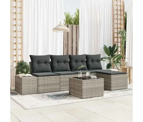 6 Gabalu Dārza Dīvānu Komplekts Ar Spilveniem Gaiši Pelēks Poliratanas Vidaxl