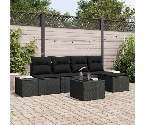 Aia Diivanikomplekt Padjaga 6 Pcs Must Polürotang