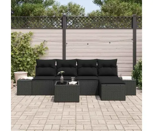 Aia Diivanikomplekt Padjaga 6 Pcs Must Polürotang