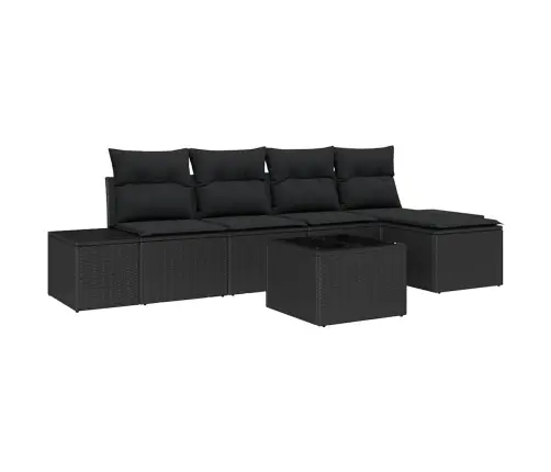 Aia Diivanikomplekt Padjaga 6 Pcs Must Polürotang