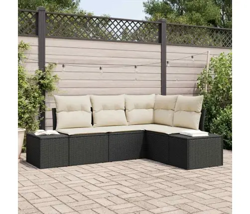 4 Gabalu Dārza Dīvānu Komplekts Ar Spilveniem Melnā Polietilēna Rotangpalmas Vidaxl