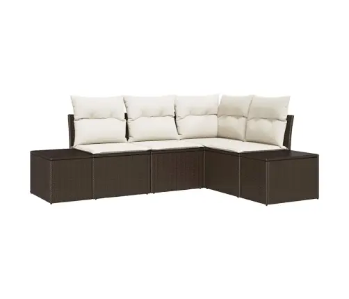 Sodo Sofų Rinkinys 4 Pcs Ruda Poliratanas