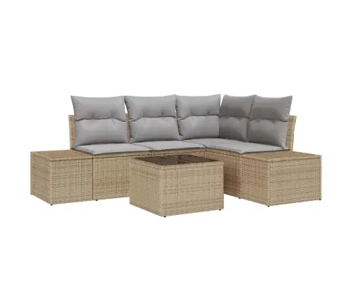 5 Daļīgs Dārza Dīvānu Komplekts Ar Spilveniem Melnā Poli Rotangpalmas Vidaxl