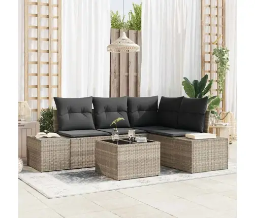 Sodo Sofų Rinkinys 5 Pcs Šviesiai Pilka Poliratanas