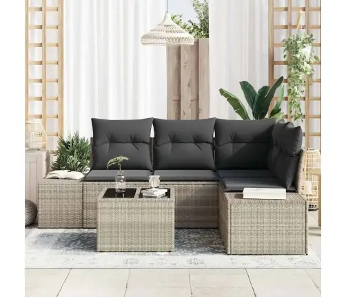 Sodo Sofų Rinkinys 5 Pcs Šviesiai Pilka Poliratanas