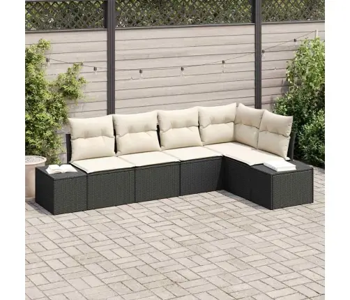 5 Gab Dārza Dīvānu Komplekts Ar Spilveniem Melnā Poli Rotangpalmas Vidaxl