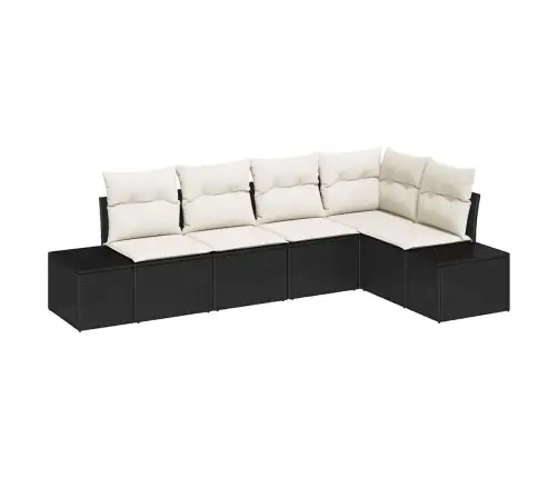 5 Gab Dārza Dīvānu Komplekts Ar Spilveniem Melnā Poli Rotangpalmas Vidaxl