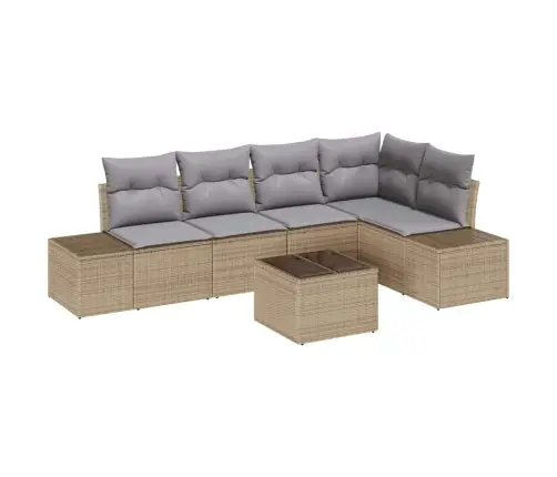 6 Gabalu Dārza Dīvānu Komplekts Ar Spilveniem Bēšā Poli Rotangpalmas Vidaxl