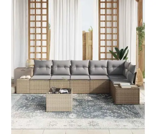 Aia Diivanikomplekt Padjaga 7 Pcs Beež Ja Hall Polürotang