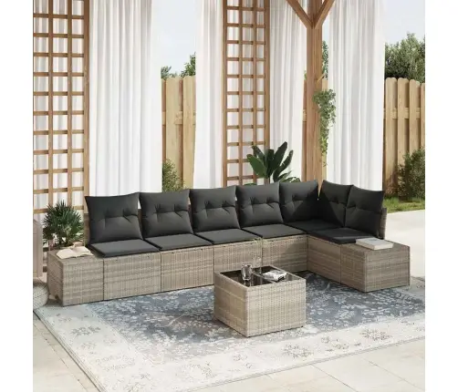 7 Gabalu Dārza Dīvānu Komplekts Ar Spilveniem Pelēkā Poli Rattan Vidaxl