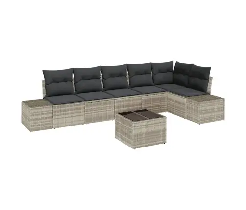 7 Gabalu Dārza Dīvānu Komplekts Ar Spilveniem Pelēkā Poli Rattan Vidaxl