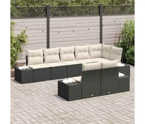 8 Gab. Dārza Dīvānu Komplekts Ar Spilveniem Melnās Polietilēna Rotangpalmas Vidaxl