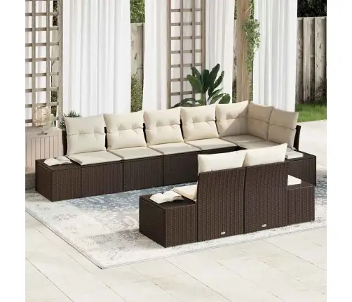 Aia Diivanikomplekt Padjaga 8 Pcs Pruun Ja Kreem Polürotang