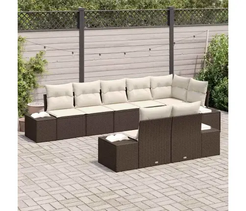 Aia Diivanikomplekt Padjaga 8 Pcs Pruun Ja Kreem Polürotang