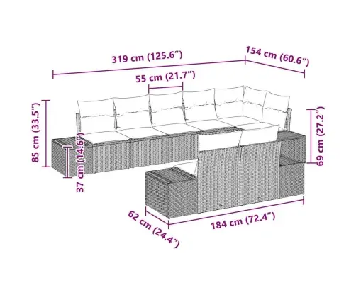 Aia Diivanikomplekt Padjaga 8 Pcs Helehall Polürotang