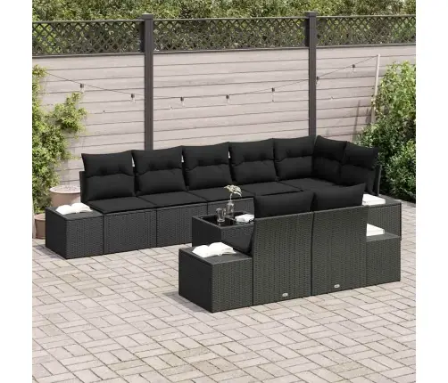 9 Daļu Dārza Dīvānu Komplekts Ar Spilveniem, Gaišs Poliratan Vidaxl