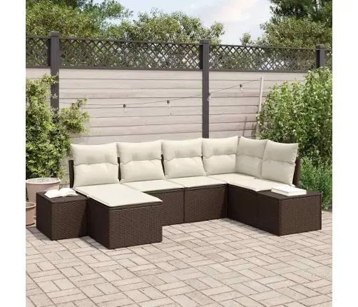 Aia Diivanikomplekt Padjaga 6 Pcs Pruun Ja Kreem Polürotang