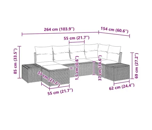 Aia Diivanikomplekt Padjaga 6 Pcs Pruun Ja Kreem Polürotang