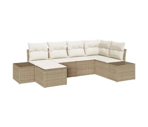 6 Gabalu Dārza Dīvānu Komplekts Ar Spilveniem - Bēšs Polirotangpalma Vidaxl