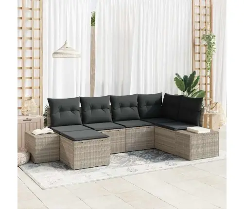 6 Elementu Dārza Dīvānu Komplekts Ar Spilveniem Gaiši Pelēkā Krāsā Polirengā Vidaxl