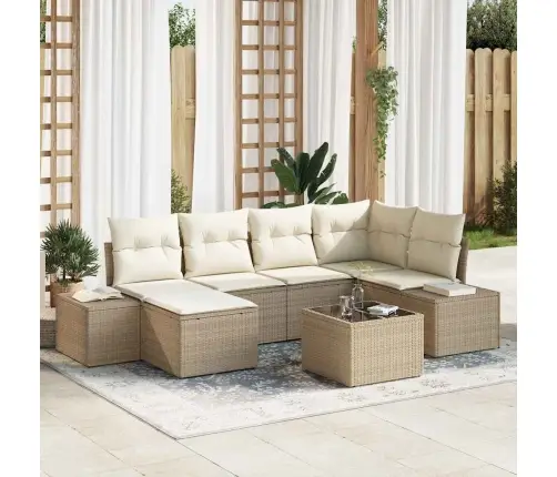 7 Gabalu Dārza Dīvānu Komplekts Ar Spilveniem Brūnā Poli Rotangpalma Vidaxl