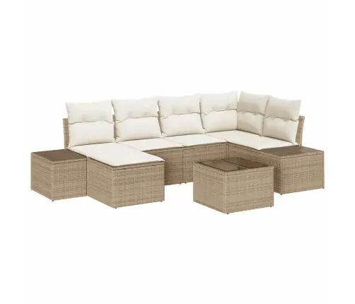 7 Gabalu Dārza Dīvānu Komplekts Ar Spilveniem Brūnā Poli Rotangpalma Vidaxl