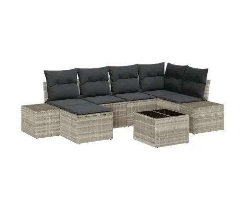 7 Daļu Dārza Dīvānu Komplekts Ar Spilveniem Gaiši Pelēks Polirāngs Vidaxl