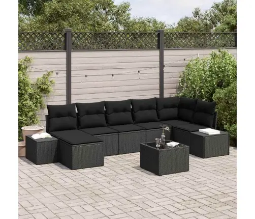 Aia Diivanikomplekt Padjaga 8 Pcs Must Polürotang