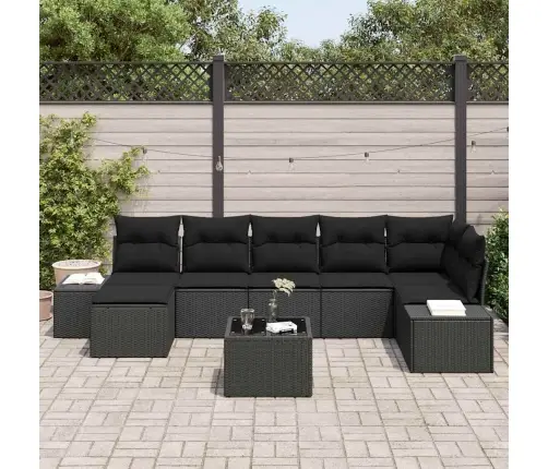 Aia Diivanikomplekt Padjaga 8 Pcs Must Polürotang