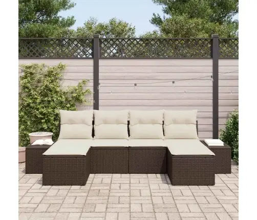 6 Daļu Dārza Dīvānu Komplekts Ar Spilveniem Brūna Poli Rotangpalma Vidaxl