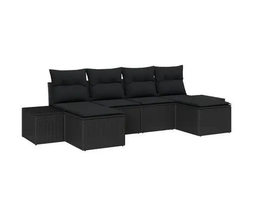 6 Gabalu Dārza Dīvānu Komplekts Ar Spilveniem, Melna Poli Rotangpalma Vidaxl