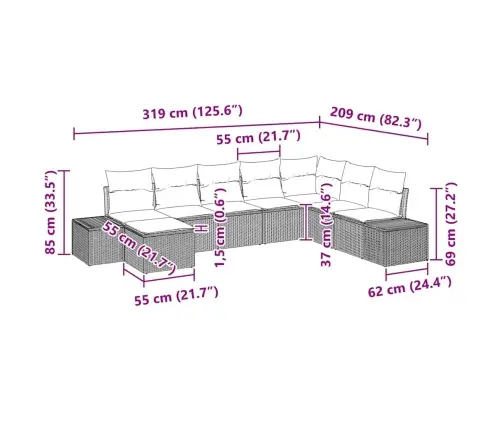 Sodo Sofų Rinkinys Su Pagalve 8 Pcs Poliratanas