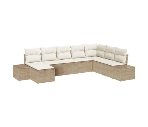 Dārza Dīvānu Komplekts 8 Pcs Bēša 319 X 209 X 85 Cm Pe Rotangs Vidaxl