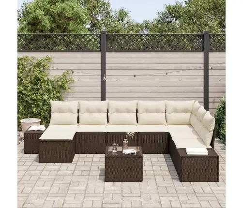 8 Daļu Dārza Dīvāna Komplekts Ar Spilveniem, Pelēkā Poli Rotangā Vidaxl