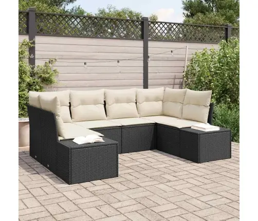 6 Gabalu Dārza Dīvānu Komplekts Ar Spilveniem Melnā Poli Rotangpalmas Vidaxl