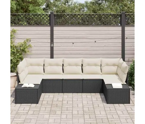 7 Daļu Dārza Dīvānu Komplekts Ar Spilveniem Melnā Polietilēna Rotangpalma Vidaxl