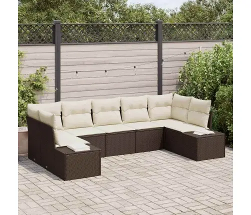 7 Gabalu Dārza Dīvānu Komplekts Ar Spilveniem Brūnā Polietilēna Rotangpalmas Vidaxl