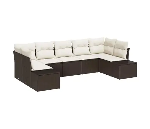 7 Gabalu Dārza Dīvānu Komplekts Ar Spilveniem Brūnā Polietilēna Rotangpalmas Vidaxl