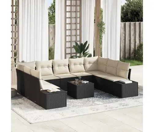 Aia Diivanikomplekt Padjaga 10 Pcs Must Polürotang