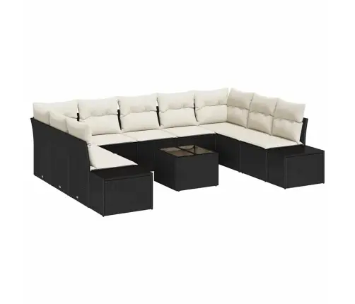 Aia Diivanikomplekt Padjaga 10 Pcs Must Polürotang