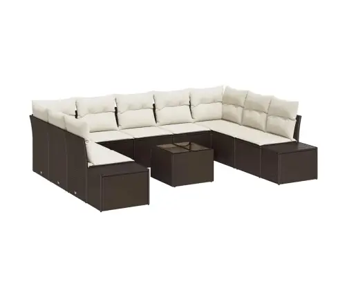 9 Daļu Dārza Dīvānu Komplekts Ar Spilveniem - Pelēks Polietilēna Rotangpalma Vidaxl