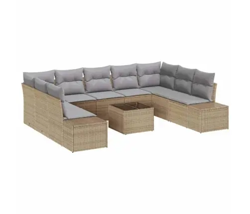 10 Daļu Dārza Dīvānu Komplekts Ar Spilveniem Melnā Polietilēna Rotangpalmas Vidaxl