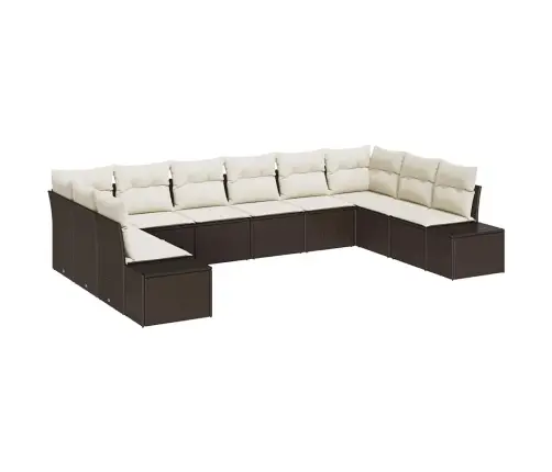 10 Gab. Dārza Dīvāna Komplekts Ar Spilveniem Brūnā Poli Rotangpalmas Vidaxl