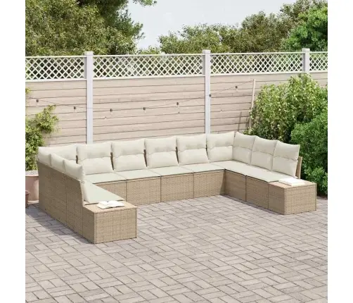 10 Gabalu Dārza Dīvānu Komplekts Ar Spilveniem Bēšs Poliratan Vidaxl