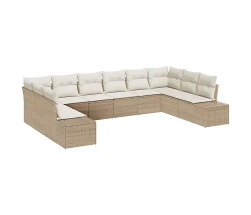 10 Gabalu Dārza Dīvānu Komplekts Ar Spilveniem Bēšs Poliratan Vidaxl