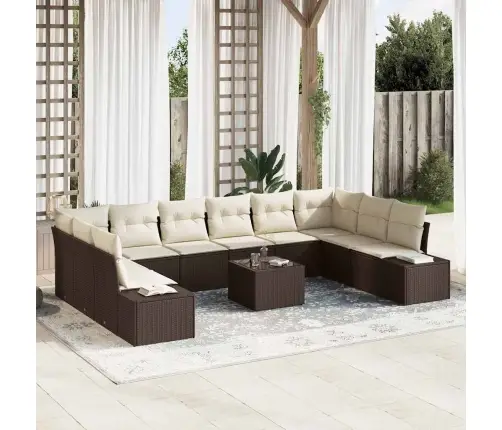 10 Gabalu Dārza Dīvānu Komplekts Ar Spilventiņiem Pelēkā Poli Rotangpalma Vidaxl