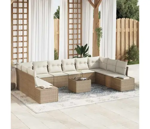 11 Daļu Dārza Dīvānu Komplekts Ar Spilveniem Brūns Poli Rotangpalma Vidaxl