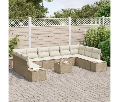 11 Daļu Dārza Dīvānu Komplekts Ar Spilveniem Brūns Poli Rotangpalma Vidaxl